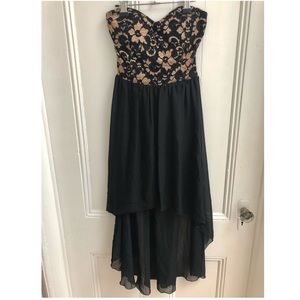 Love Culture Black & Gold Strapless High Low Dress